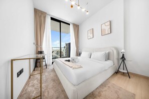 1 bedroom, iron/ironing board, WiFi, bed sheets - Free housekeeping visits during your stay - StayShort -  Studio in JVC sleeps 4 with Amazing Views and Large Balcony! (JVC)