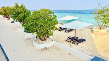 Private beach, white sand, snorkeling, fishing