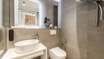 Hair dryer, towels