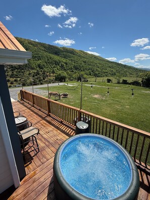 Outdoor spa tub - 360° Mountain Views! 
1 mile off 77, Pride’s Mountain Guest House and Farm Stay (Bastian)