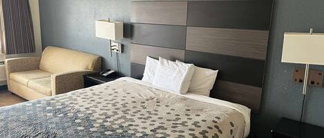 Desk, free WiFi, bed sheets