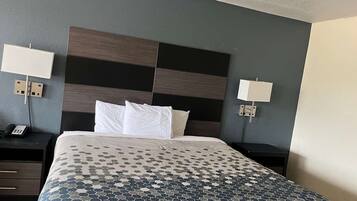 Desk, free WiFi, bed sheets