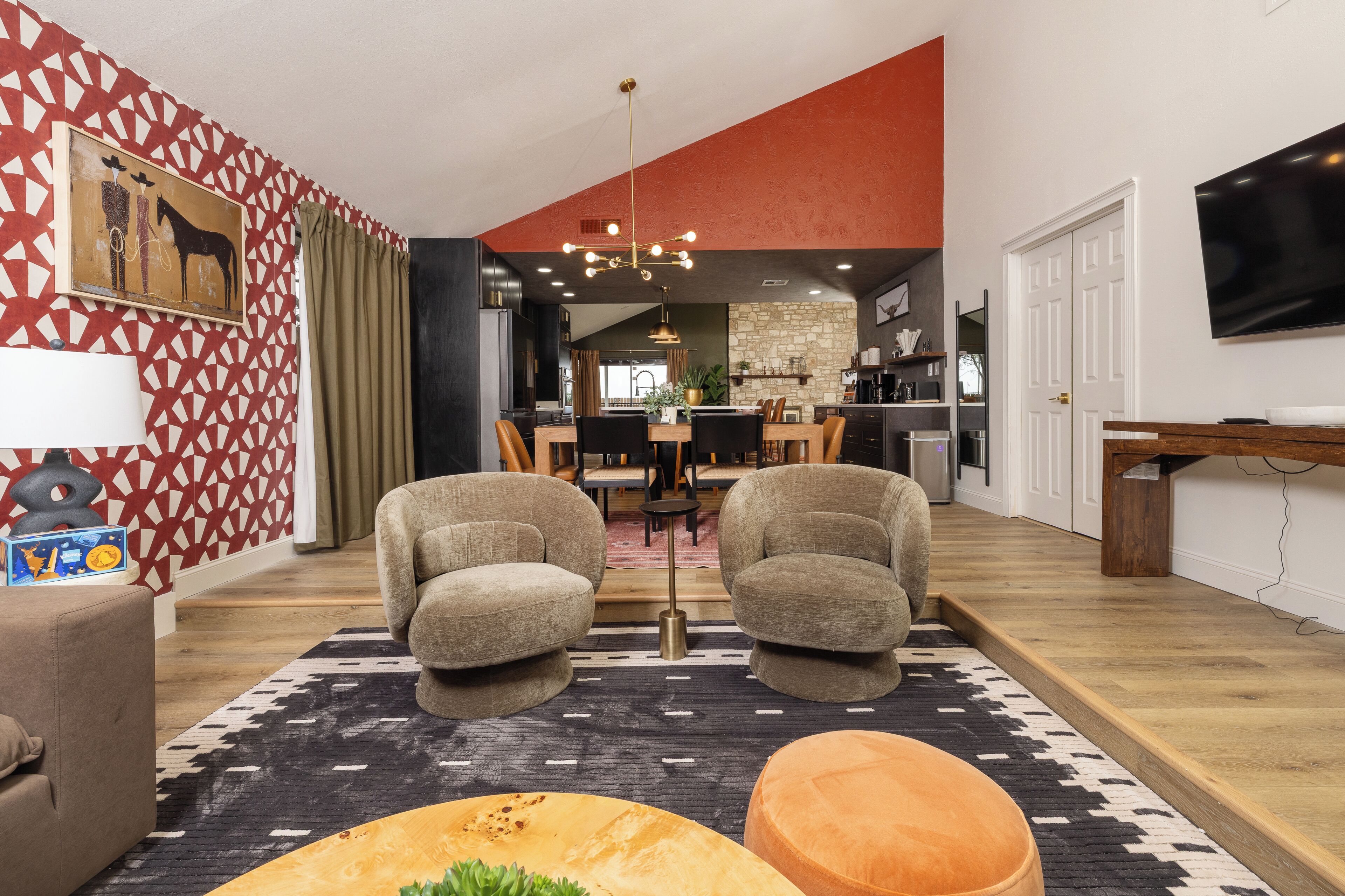 Smart-tv, eldstad och tv-spel
