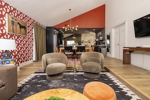 Smart-tv, eldstad och tv-spel