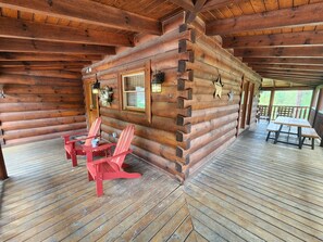 Outdoor dining - Pre-Launch: Pet-Friendly Cabin w/ Hot Tub, Game Room & Views (Sevierville)