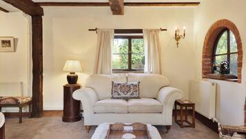 Smart TV, fireplace, DVD player, books