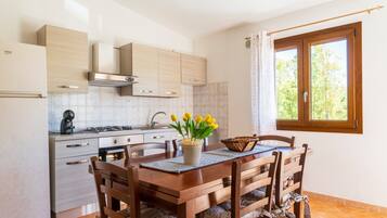 Fridge, oven, stovetop, coffee/tea maker