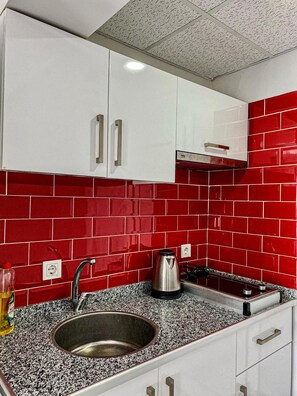 Studio, vue mer | Cuisine privée | Réfrigérateur, plaque de cuisson