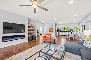 TV, fireplace - Fox Den | 4 Suite Retreat + EV | 10 Mins to AVL (Asheville)
