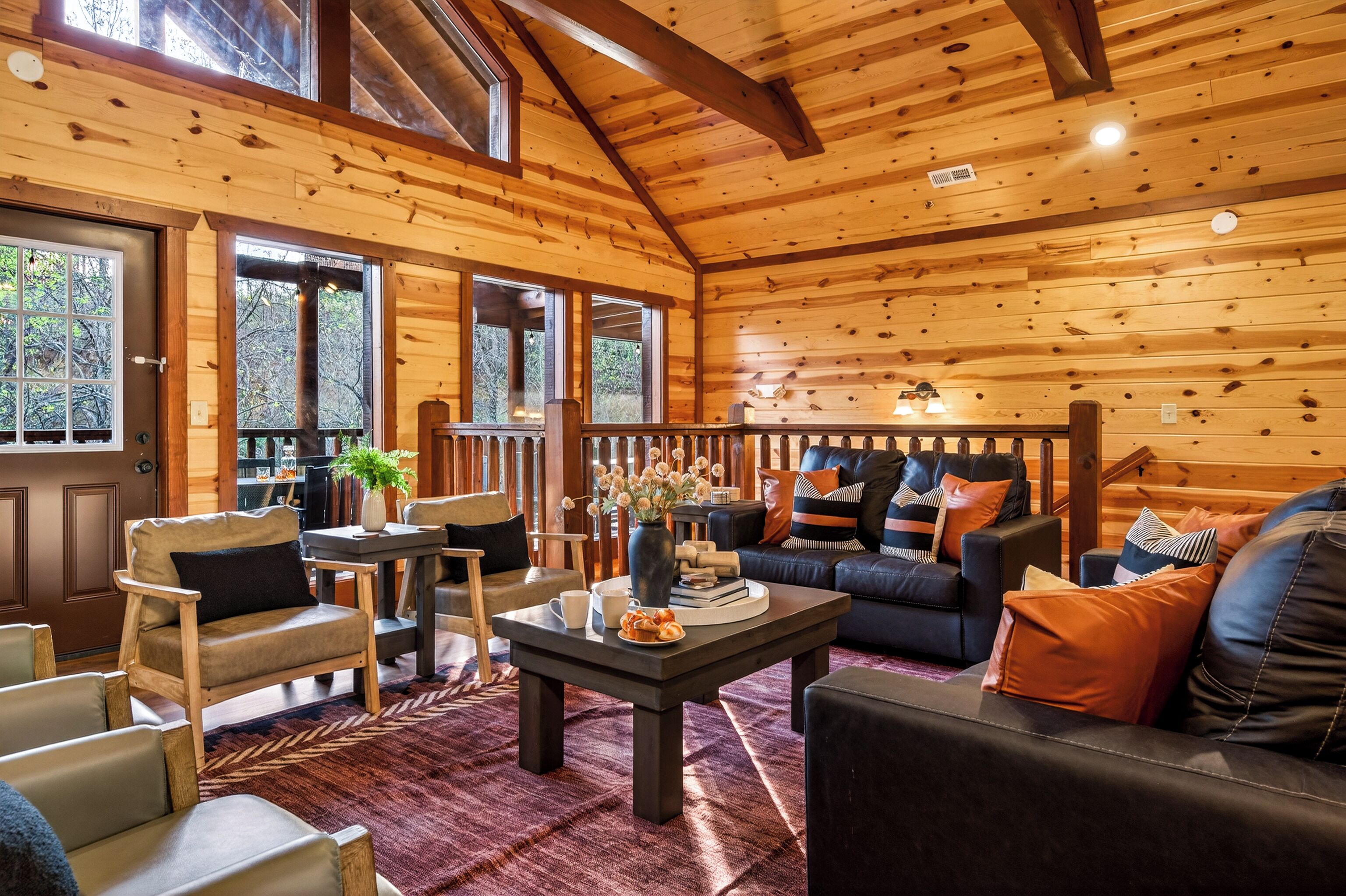 Superior Cabin, Mountain View | Living area | 43-inch Smart TV with digital channels, fireplace