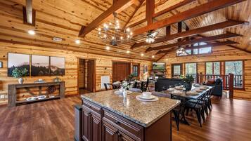 Superior Cabin, Mountain View | Private kitchen | Full-size fridge, microwave, oven, stovetop