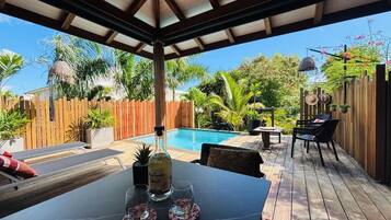 Bungalow, Private Pool, Pool View | Outdoor dining