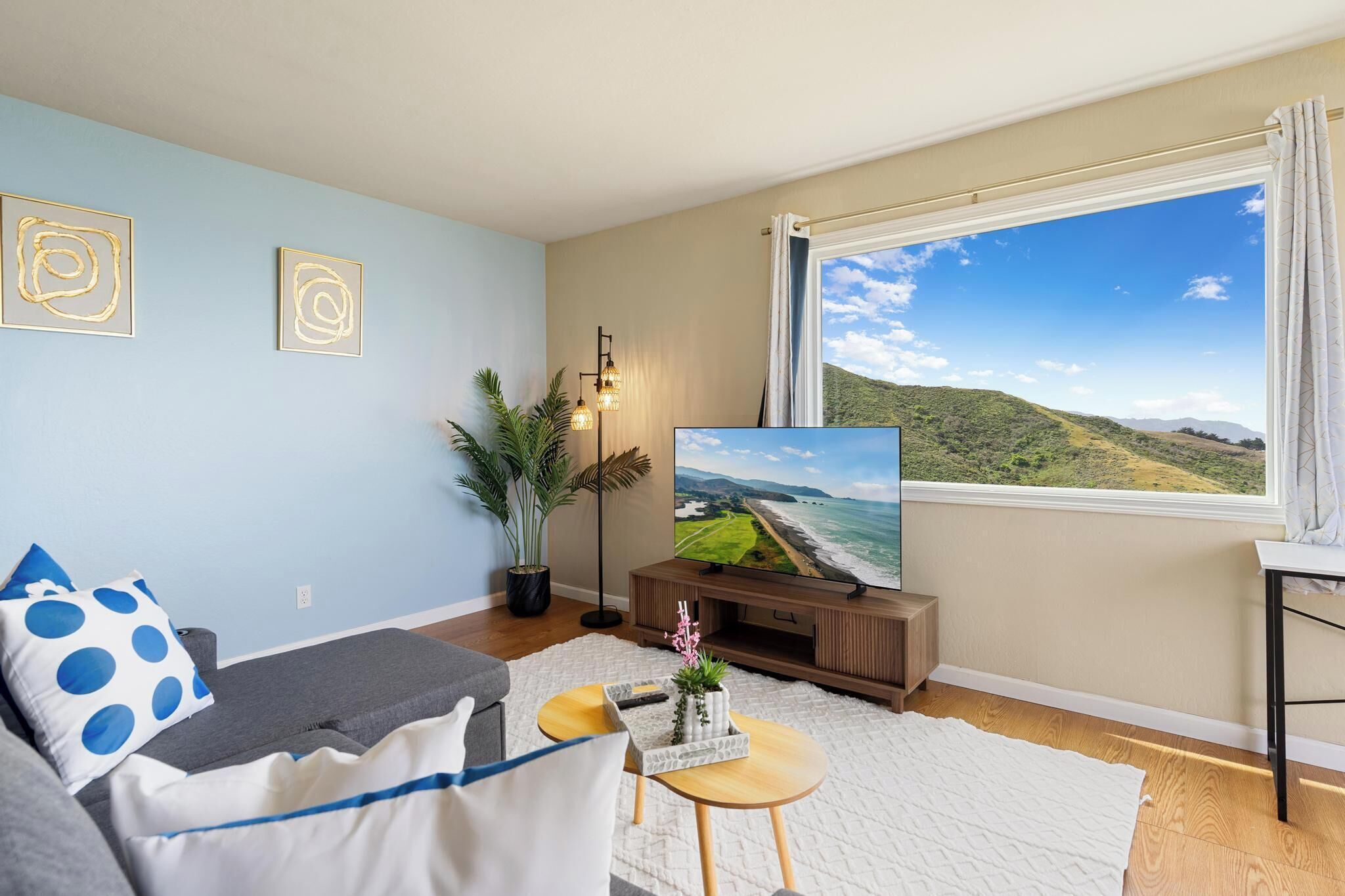 Family Apartment, 2 Bedrooms, Balcony, Ocean View | Living area | 55-inch flat-screen TV with digital channels