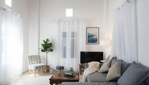 Apartment | Living room - Poolside Stay With Coastal Views (Mykonos)