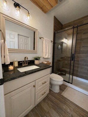 Shower, towels - WPB142: Walk to the Beach, Pet Friendly, Rooftop Terrace (Port Aransas)