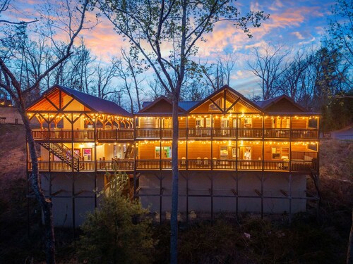 2 Bowling Lanes | 8BR Smoky Mtn Lodge | Hot Tub + 85° Pool + Arcade | Sleeps 22