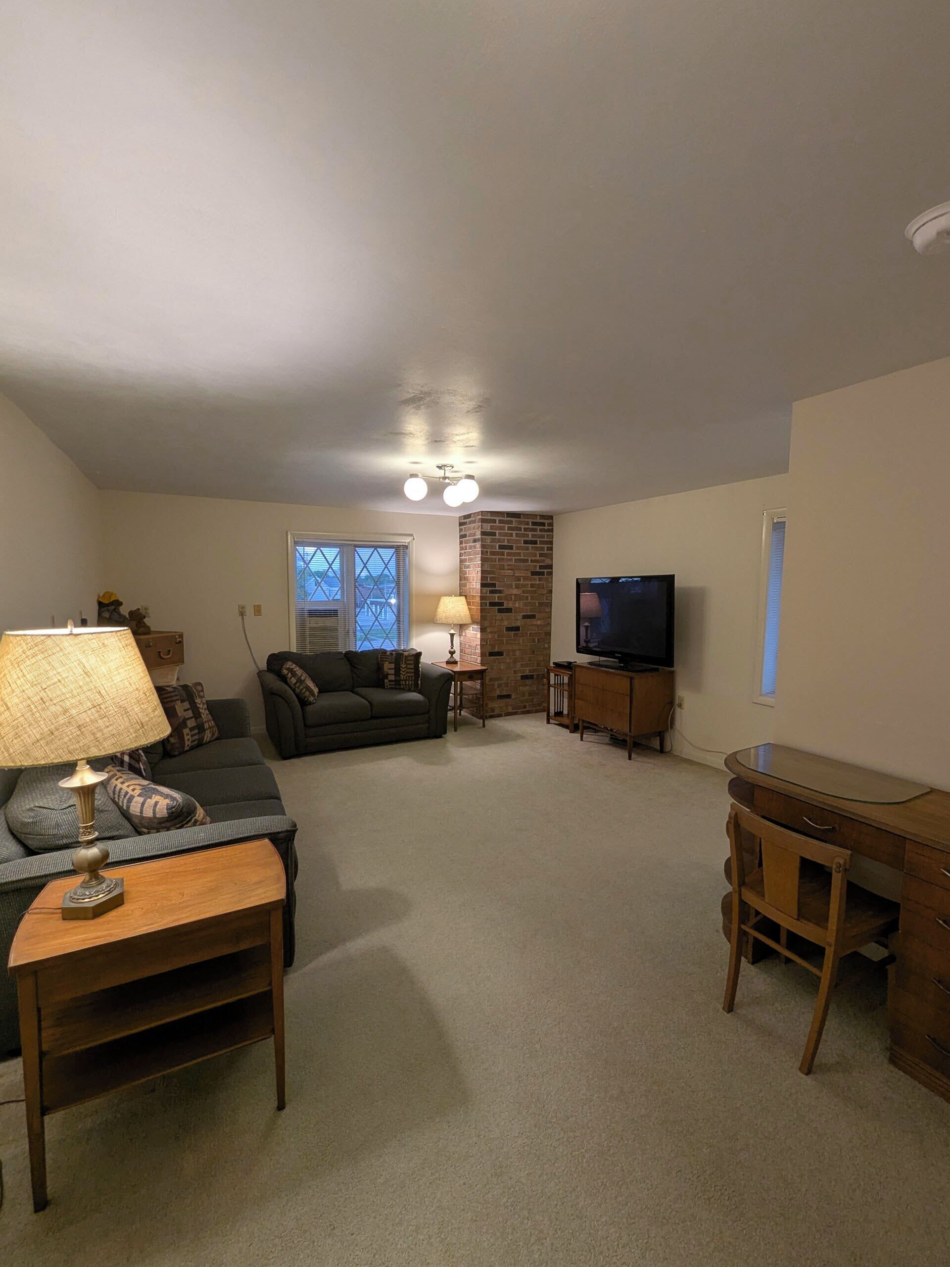 Smart TV, fireplace, DVD player, books
