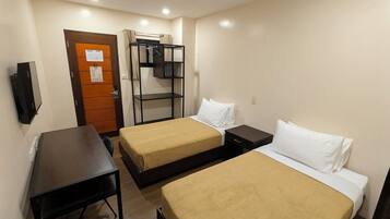 Desk, free WiFi, bed sheets