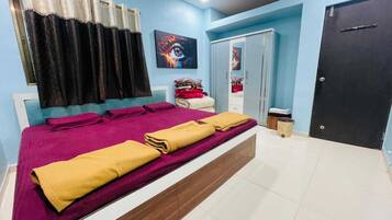 Family Quadruple Room, Pool View | Desk, laptop workspace, free WiFi