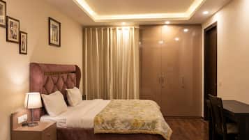 Apartment, City View | Desk, laptop workspace, blackout drapes, soundproofing