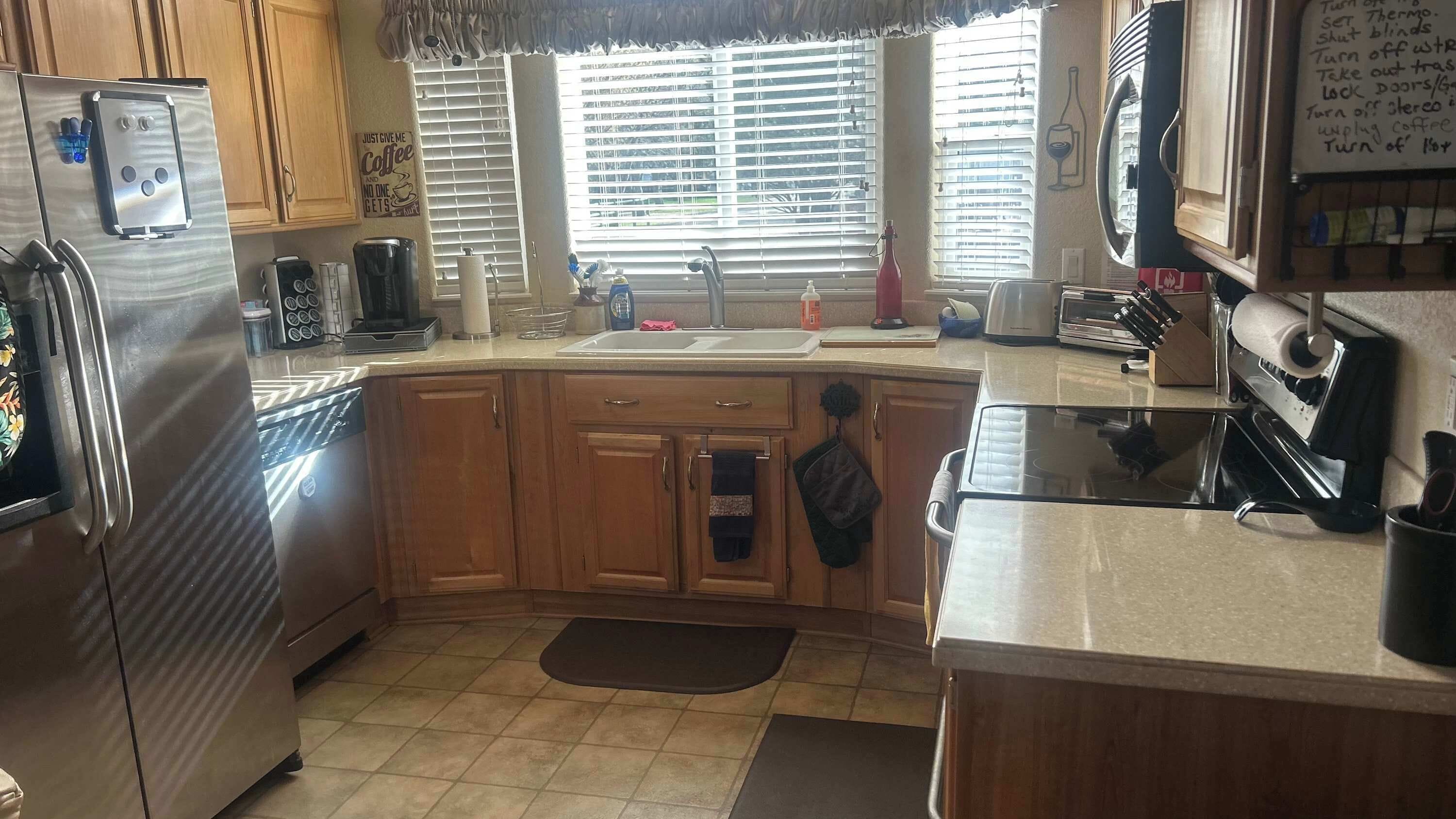 Fridge, microwave, oven, dishwasher