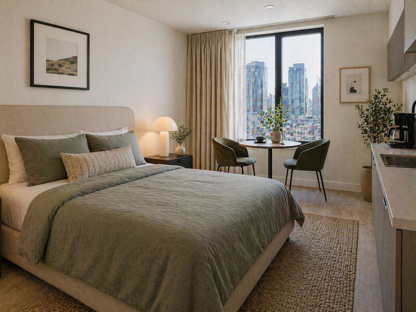 Quarto clássico, vista para a cidade