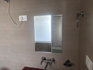 Shower, towels, soap, shampoo