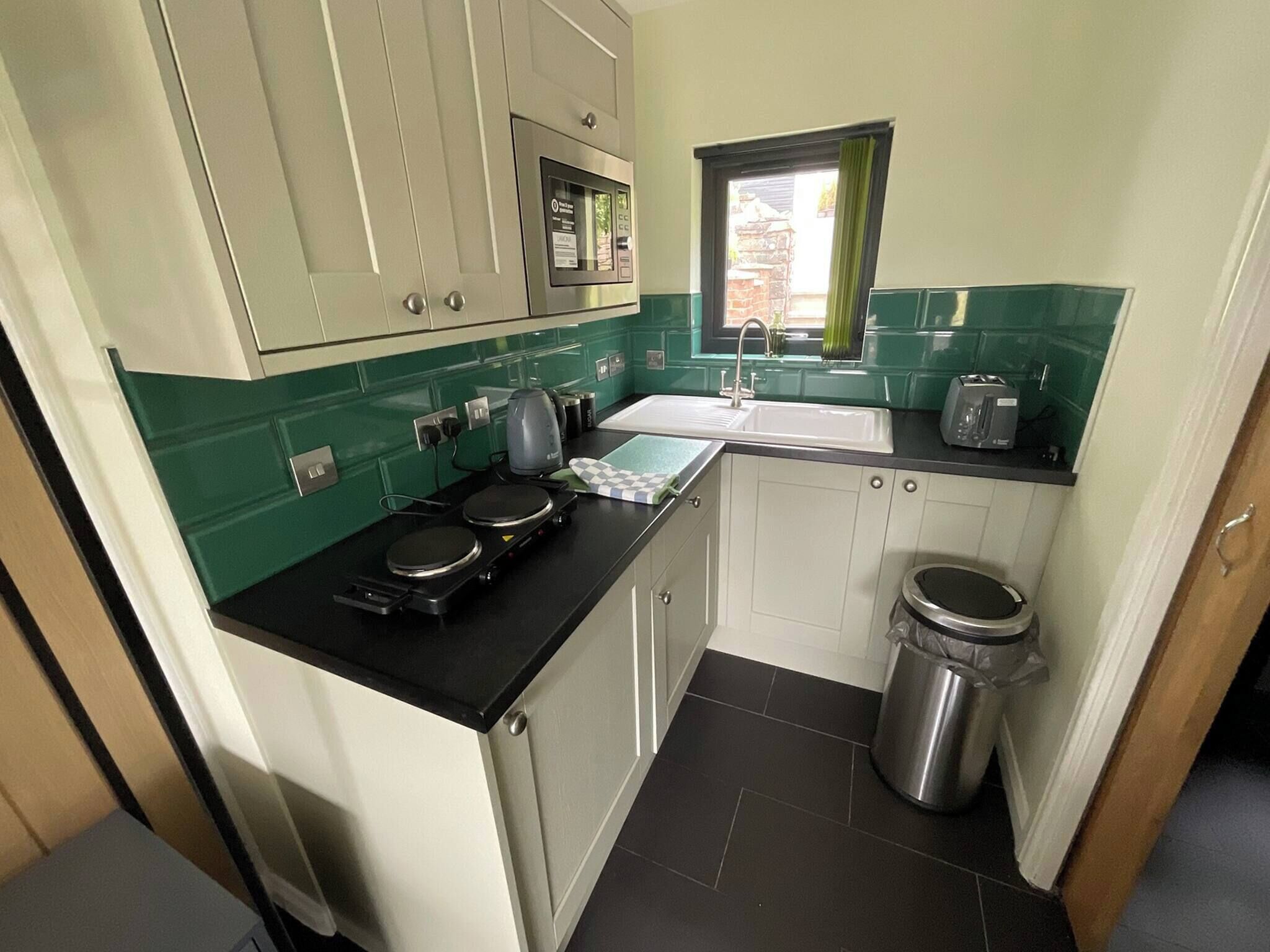 Fridge, microwave, stovetop, toaster