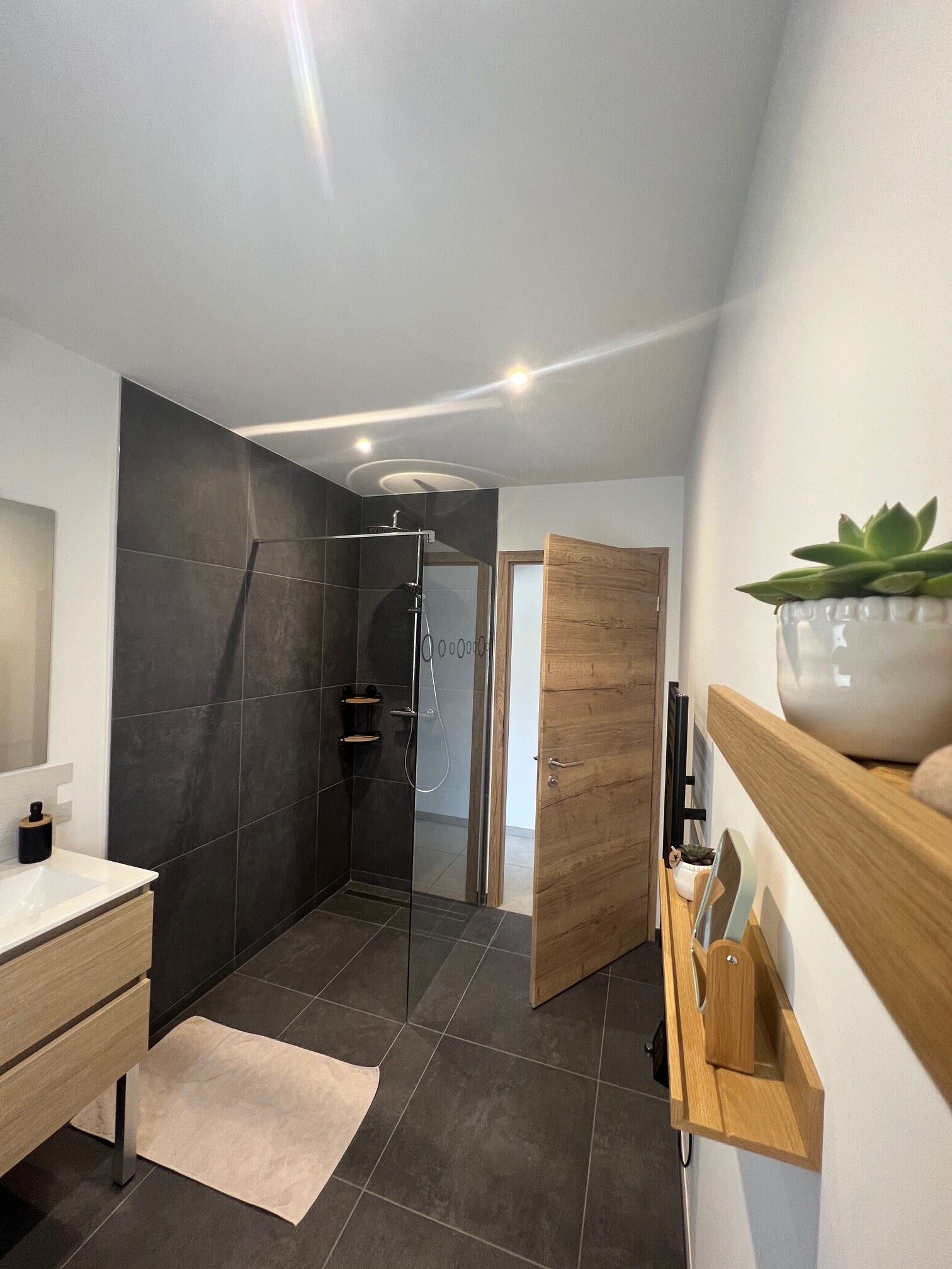 Dusche, Haartrockner, Handtücher, Toilettenpapier