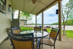 Outdoor dining - Lakefront Roach Home w/ Private Dock & Patio! (Roach)