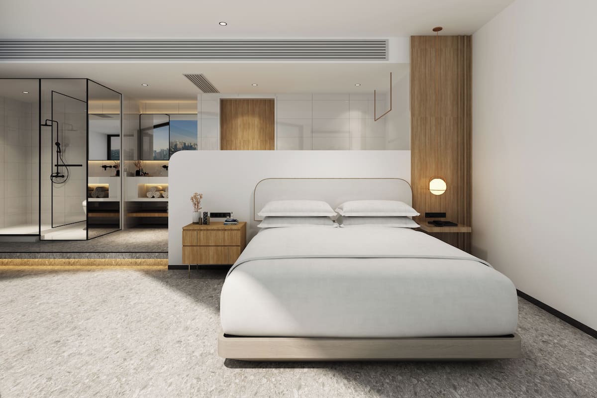 Chambre Ălite double, vue sur la ville | Couette en duvet, bureau, rideaux dâobscurcissement
