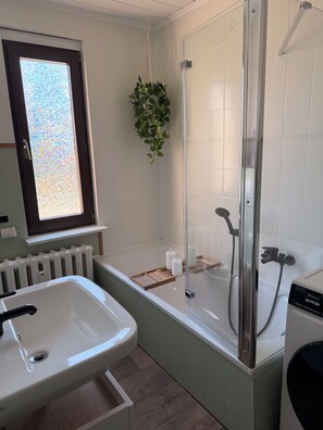 Hair dryer, towels, soap, toilet paper - Vacation apartment Börnecker Landruhe (Blankenburg (Harz))