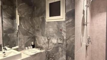 Double Room | Bathroom | Shower, slippers, towels, soap