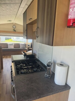Fridge, microwave, oven, toaster
