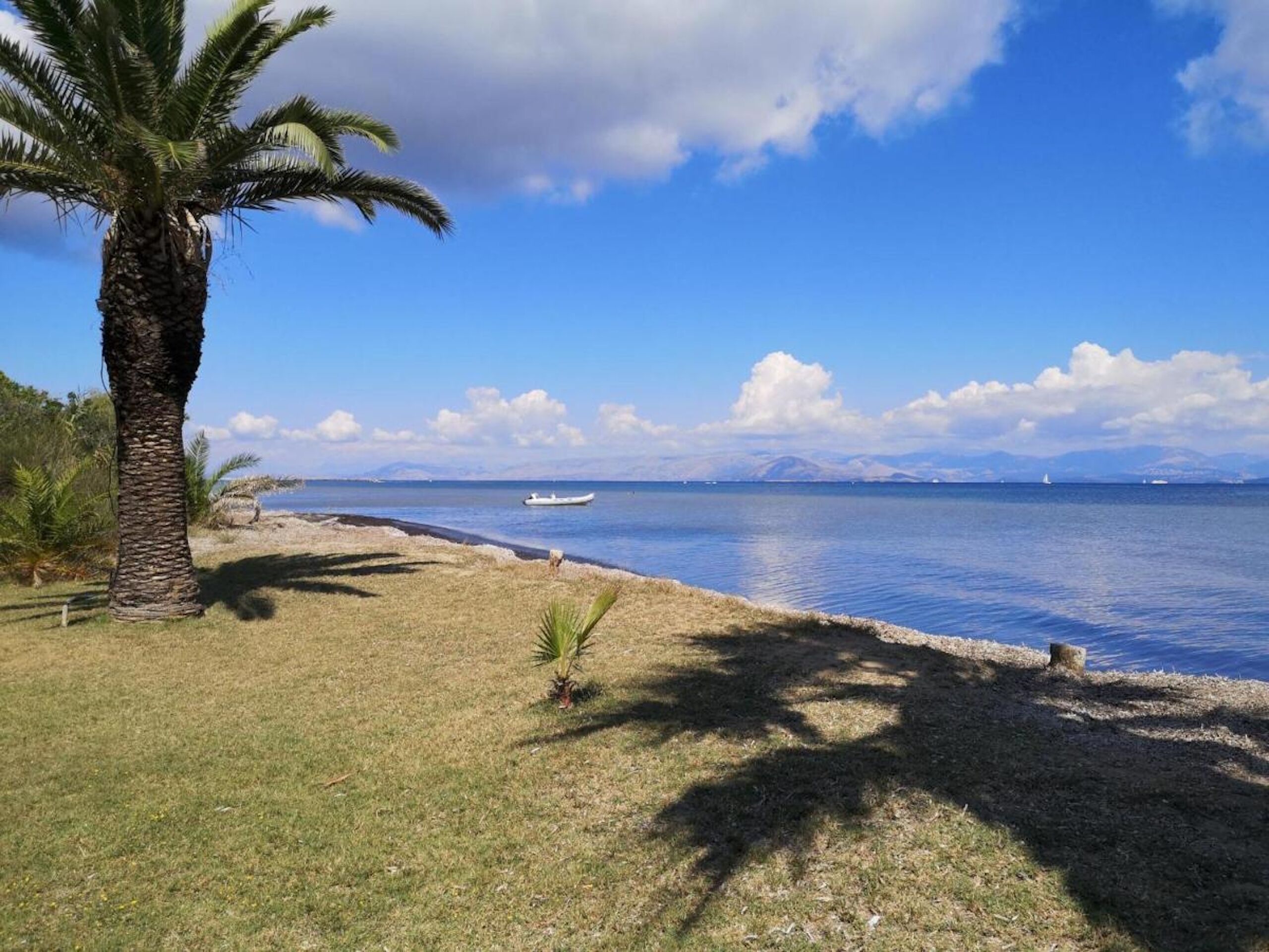 On the beach, sun loungers