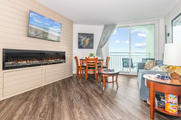 Bright, spacious living area with sweeping views of the Atlantic.