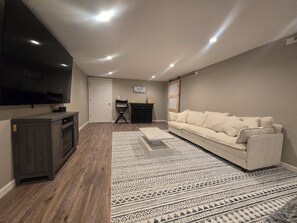 Living area - Fishing spot, 1-bedroom B&B lower guesthouse in Poland w/hot tub (Poland)