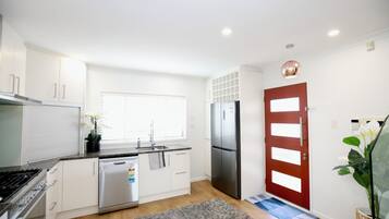 Fridge, microwave, oven, dishwasher