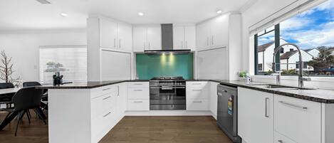 Fridge, microwave, oven, dishwasher