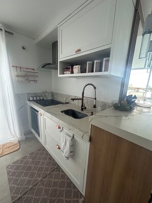Private kitchen - House in Laguna - Jacuzzi and Fireplace near the sea - with complete leisure area! (Laguna)