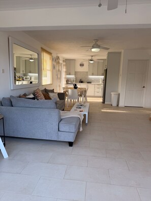 Apartment, 3 Bedrooms, Patio, Garden View | Living area - Mango Court #3 - by Zenbreak (Holetown)