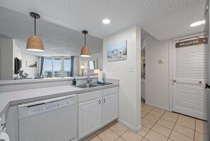 Fridge, microwave, oven, stovetop - Shark Tooth Cove: Oceanfront + Pools | Sleeps 8 (North Topsail Beach)