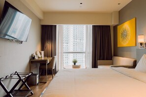Iron/ironing board, bed sheets - Modern Hotel-Inspired Apartment (Mandaluyong City)
