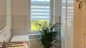 Dusche, Haartrockner, Handtücher