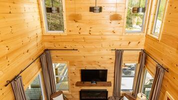 Smart TV, fireplace, video games, foosball