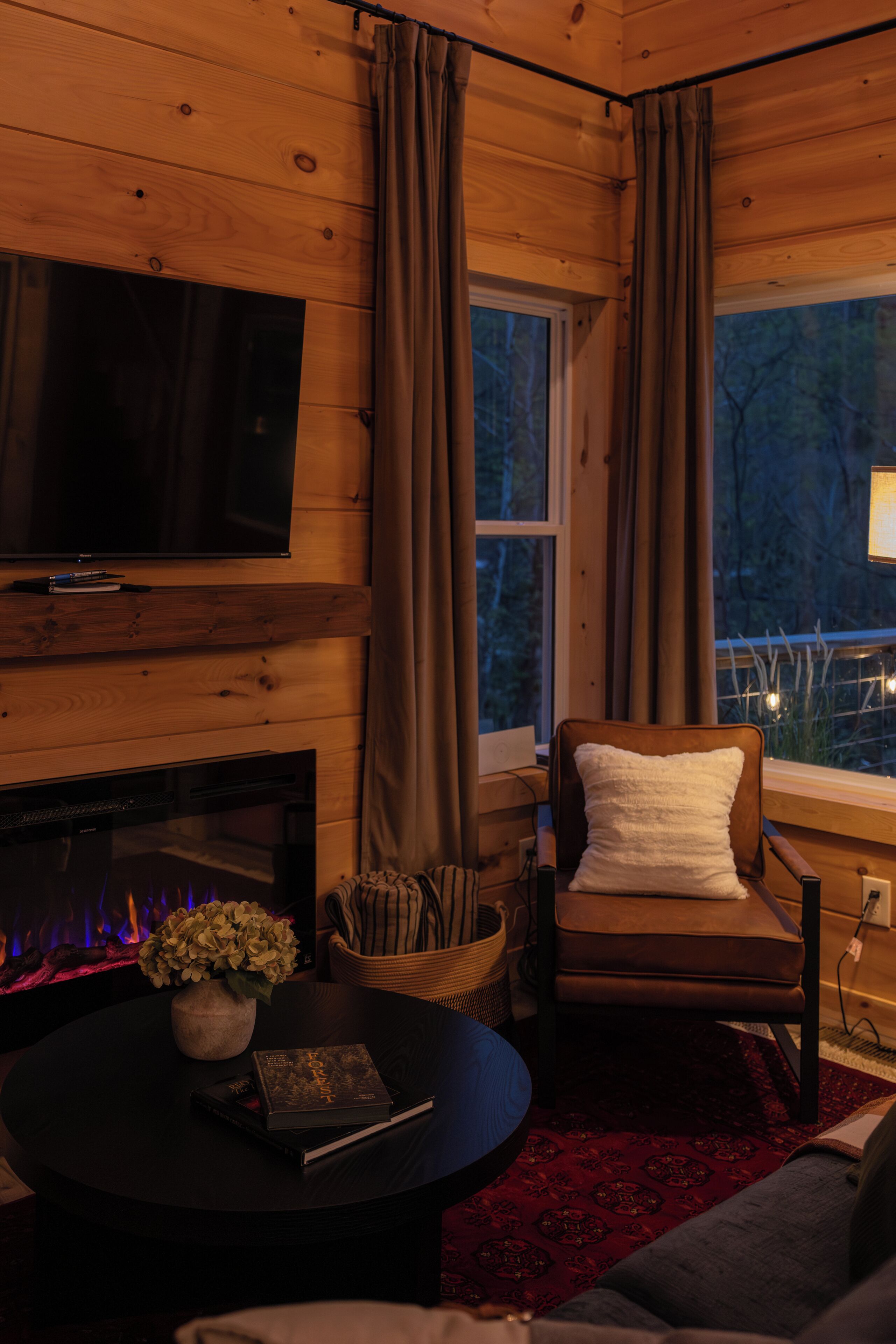 Smart TV, fireplace, video games, table football