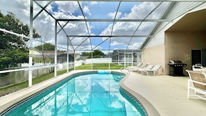 House, Multiple Beds, Pool Access, Pool View (Sunlit Fun) | View from room - Sunlit Fun Lanai w/ Pool (Kissimmee)