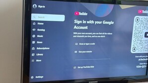 A television displaying a YouTube sign-in page.