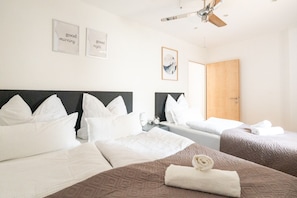 3 bedrooms, desk, iron/ironing board, travel cot