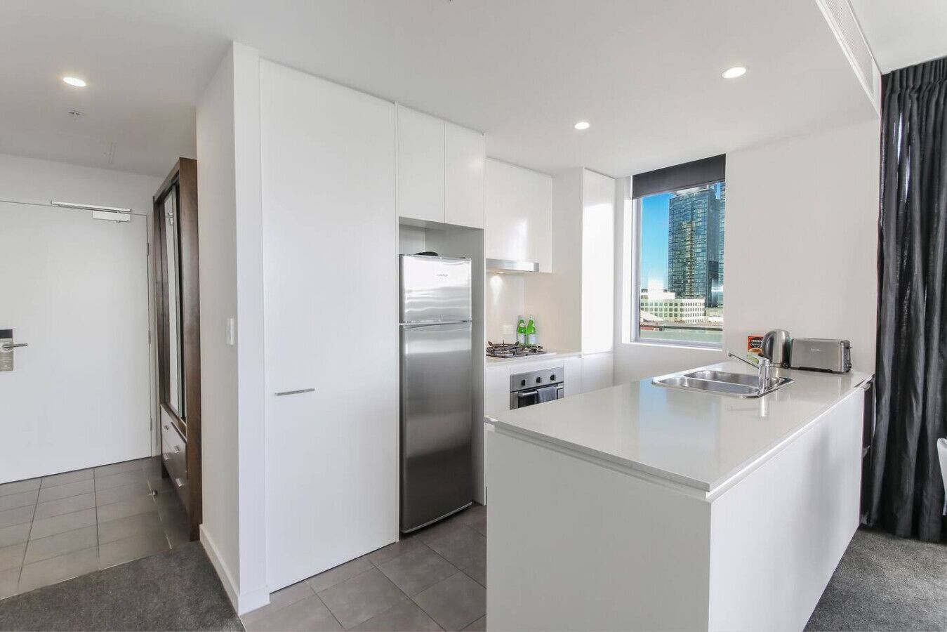 Fridge, microwave, dishwasher, toaster